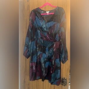 Ava & Viv Black Top with Blue and Plum Accents